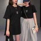 Short-sleeve Reflective Bear Print Cropped T-shirt