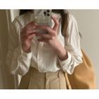 Open-placket Frill-collar Blouse