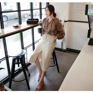 Slit-hem Cotton Long Skirt