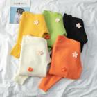Mock Neck Flower Accent Sweater