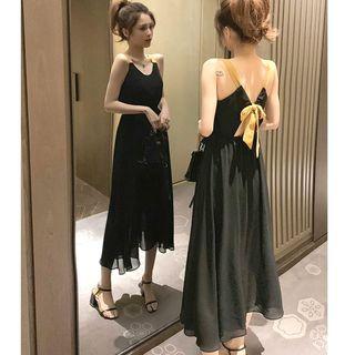 Bow Back Color-block Sleeveless Dress