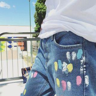 Splattered Distressed Jeans