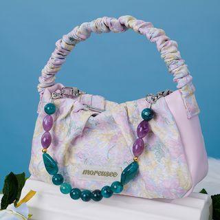 Floral Beaded Crossbody Bag Pink - One Size