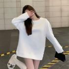 Round Neck Plain Sweatshirt White - One Size