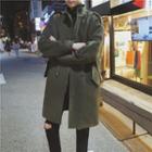 Drawstring-waist Stand-collar Coat