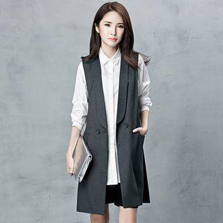Pinstriped Long Vest