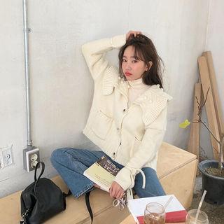 Bobble Capelet Wool Blend Cardigan