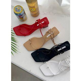 Square-toe Tie-up Sandals