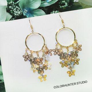 Alloy Flower Fringed Earring 1 Pair - Ring Metal Flower Tassel - One Size