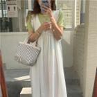 Short-sleeve Plain Knit Top / Sleeveless A-line Dress