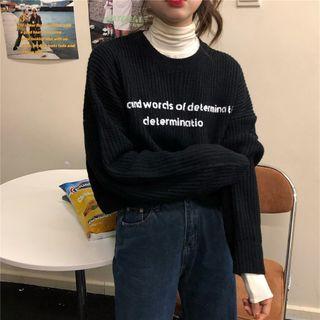 Lettering Print Sweater Black - One Size