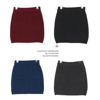 Wool Blend Knit Miniskirt