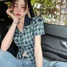 Short-sleeve Argyle Top