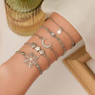 Set Of 5: Bracelet 11133 - 01 White Gold - One Size
