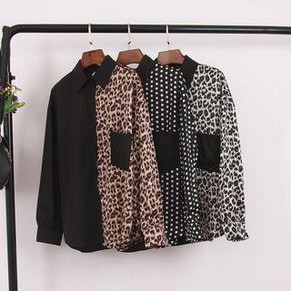 Leopard Print Panel Shirt / Dotted Panel Shirt
