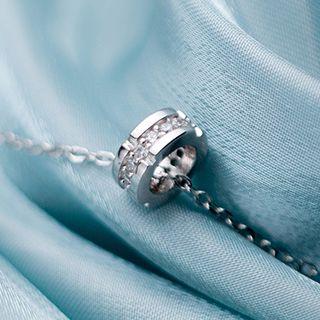 925 Sterling Silver Rhinestone Hoop Pendant Necklace S925 Silver - Necklace - One Size