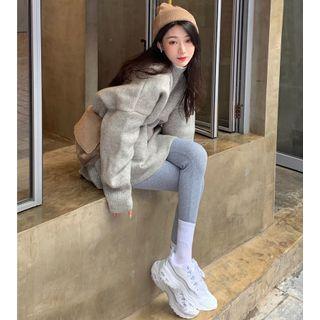 Mock-neck Loose-fit Sweater / Plain Leggings