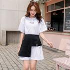 Set: Short-sleeve Mini T-shirt Dress + Asymmetric Skirt
