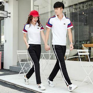 Couple Matching Set: Short-sleeve Polo Shirt + Sweatpants
