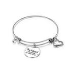 Simple Sweet Hollow Heart Round Brand Pearl 316l Stainless Steel Bangle Silver - One Size