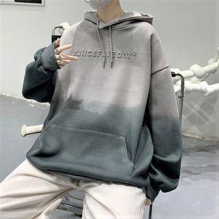 Lettering Embossed Gradient Hoodie
