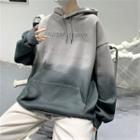 Lettering Embossed Gradient Hoodie