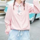 Bow Long-sleeve Collared Top
