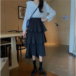 Asymmetrical Midi A-line Layered Skirt