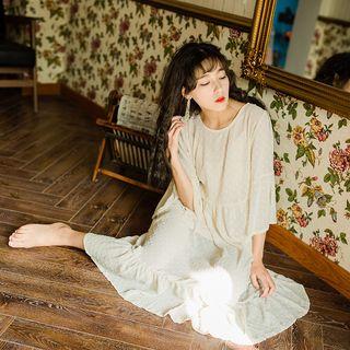 3/4-sleeve Midi Chiffon Dress + Slipdress