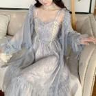 Wood Ear Trim Chiffon Cardigan / Bow Tie-strap Dress ( Various Designs )