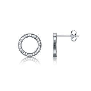 925 Sterling Silver Fashion Round Rose Gold Plated Stud Earrings With Austrian Element Crystal Rose Gold - One Size
