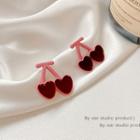 Heart Cherry Alloy Earring E4329 - 1 Pair - 925 Silver - Red & Pink - One Size