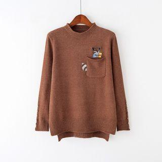 Cartoon Embroidered Long-sleeve Knit Top