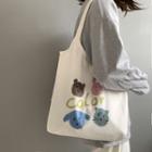 Animal Print Canvas Tote Bag White - One Size