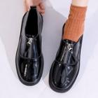 Faux Leather Zipper Loafers