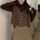 Mock-neck Long-sleeve T-shirt / Sweater Vest