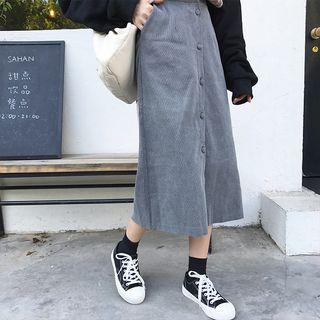 Plain High-waist Midi Skirt