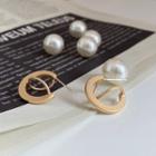 Geometric Alloy Earring 1 Pair - Matte Gold - One Size