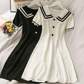 Sailor-collar Knit A-line Dress
