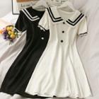 Sailor-collar Knit A-line Dress