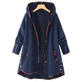 Floral Panel Hooded Coat
