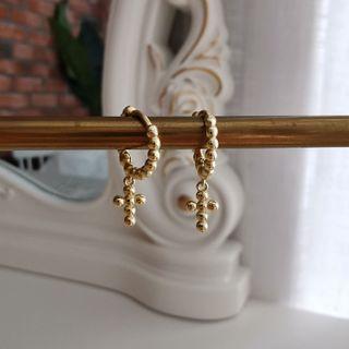 Cross Earring 1 Piece - Cross - Gold - One Size