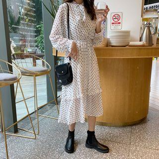 Heart Print Lace-up Midi Dress