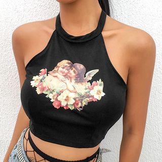 Angel Print Halter Top
