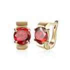 Fashion Elegant Plated Champagne Gold Geometric Red Cubic Zircon Earrings Champagne - One Size