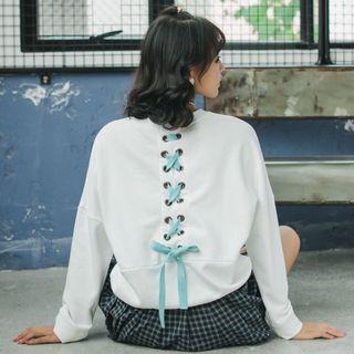 Lace Up Long-sleeve Sweatshirt / Mini Skirt