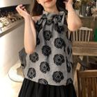 Rose Print Tank Top Rose - Gray - One Size