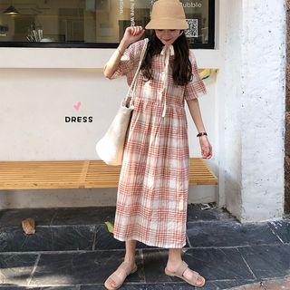 Check Loose-fit Short-sleeve Dress