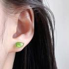 Leaf Stud Earring 1 Pair - S925 Silver Stud - Green - One Size