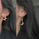 Non-matching Butterfly Drop Earring 1 Pair - Yellow & Silver - One Size